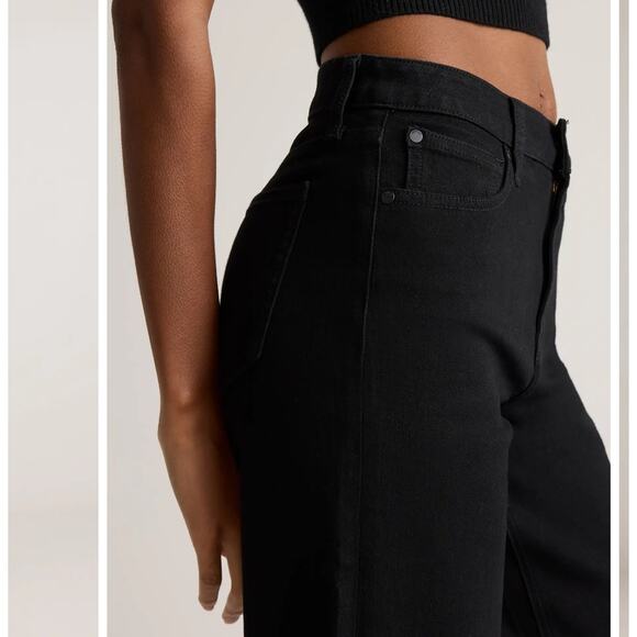 Quince Bella Stretch Wide Leg Jeans in Size 32 Black Y2K Denim Stovepipe Casual - Picture 4 of 6